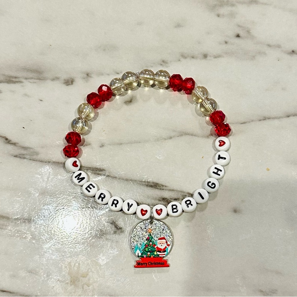 Festive Red and White Christmas Bracelet